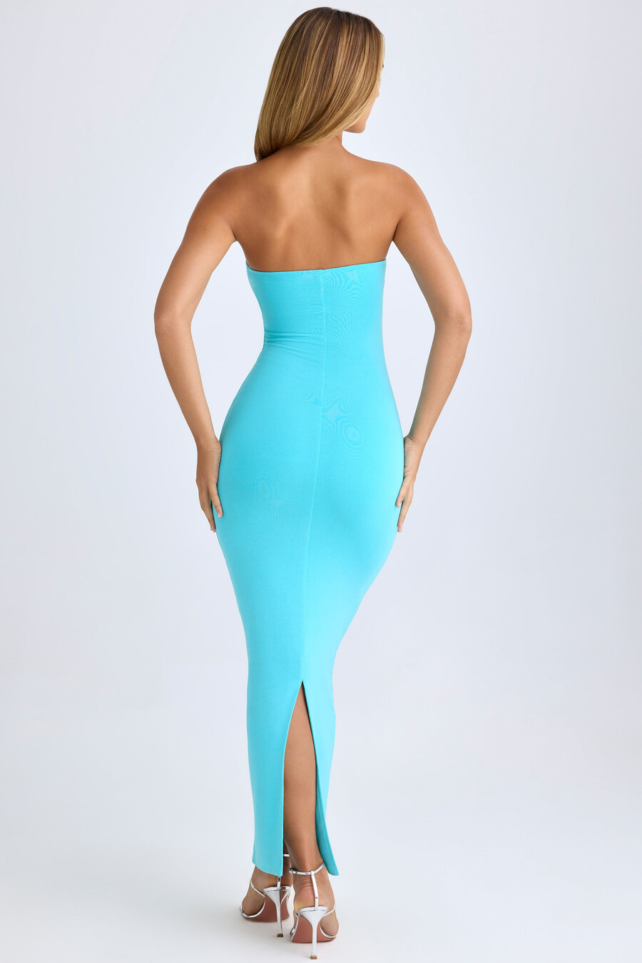 modal bandeau maxi-jurk in aquablauw
