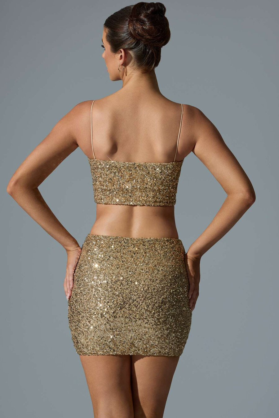 versierde minirok met middelhoge taille in goud