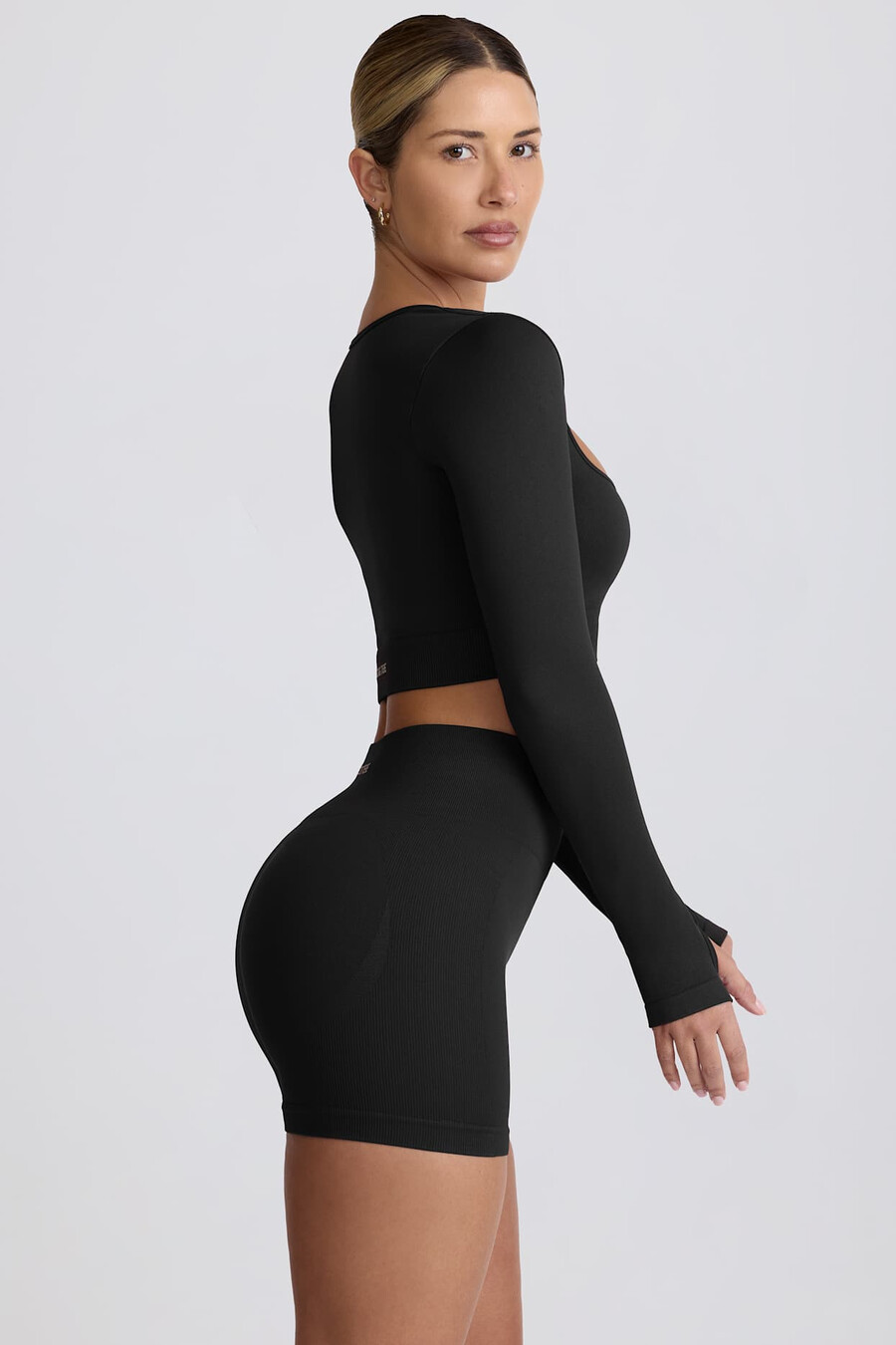 super sculpt naadloze mini-shorts met hoge taille in zwart