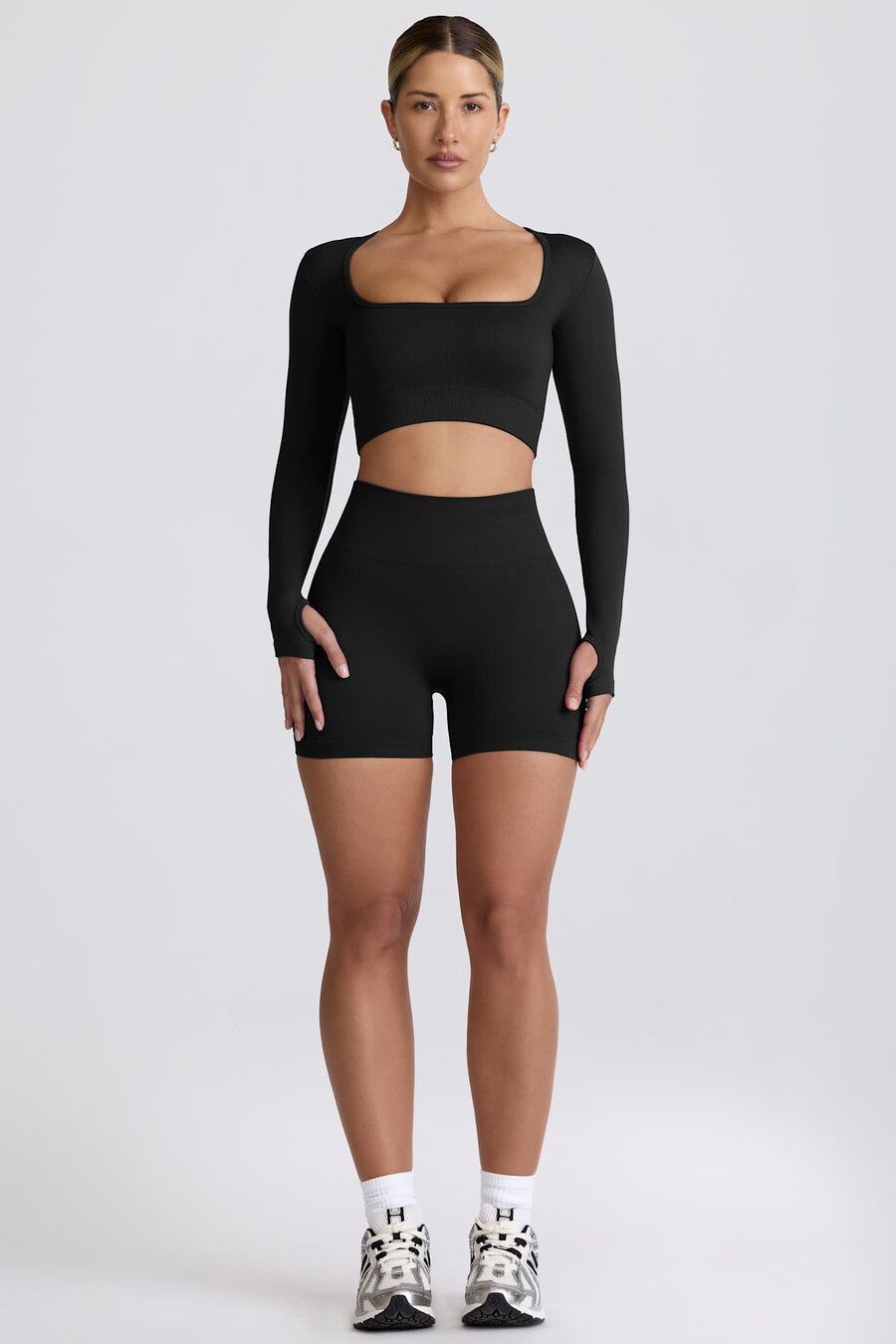 super sculpt naadloze mini-shorts met hoge taille in zwart