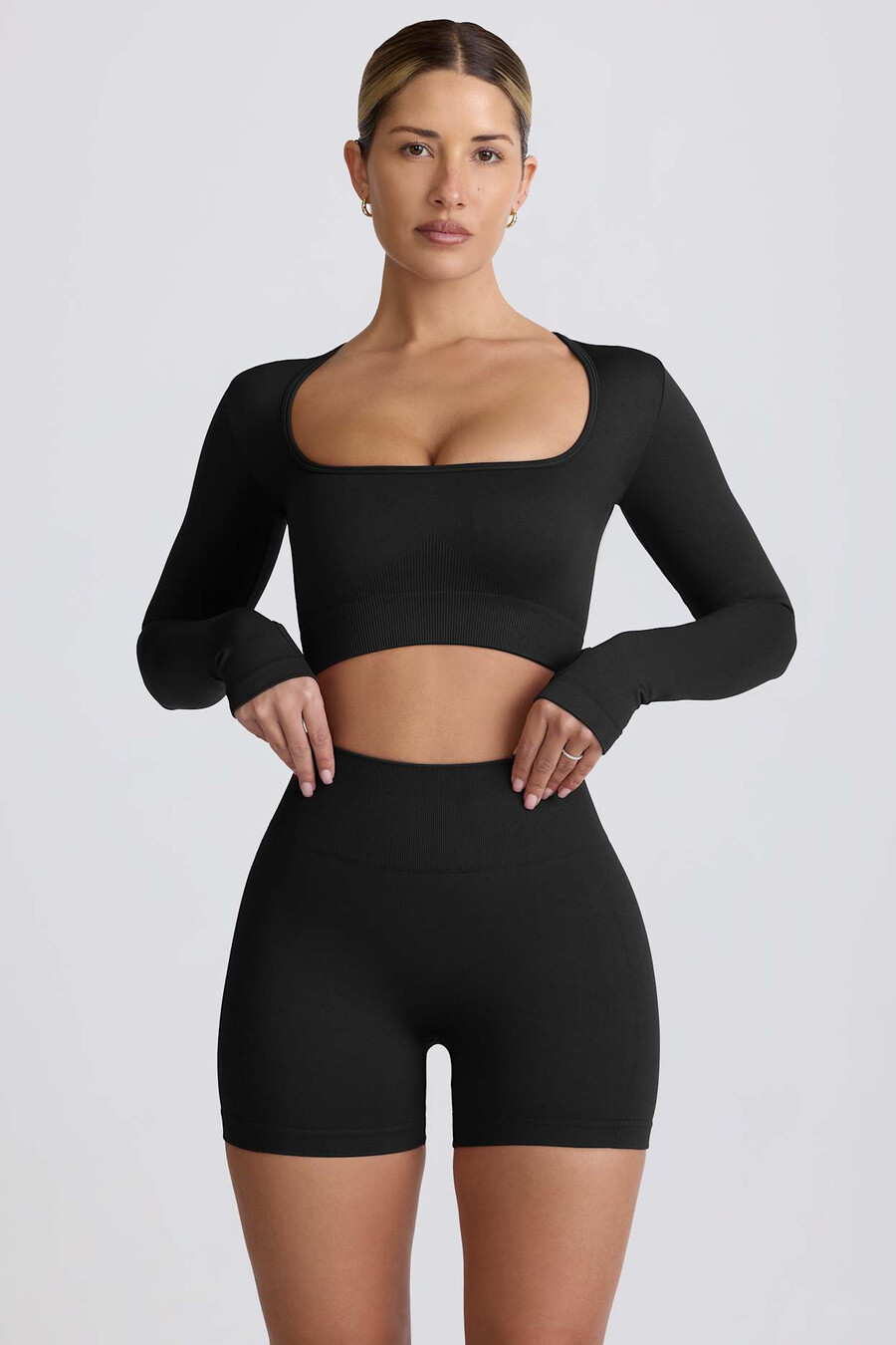 super sculpt naadloze mini-shorts met hoge taille in zwart