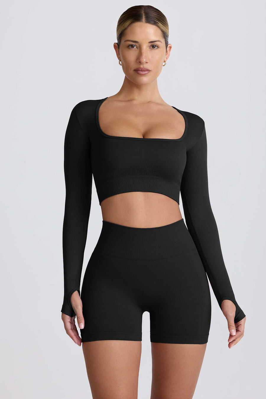 super sculpt naadloze mini-shorts met hoge taille in zwart