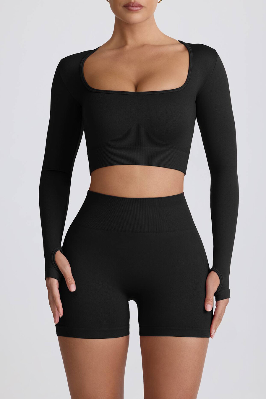 super sculpt naadloze mini-shorts met hoge taille in zwart