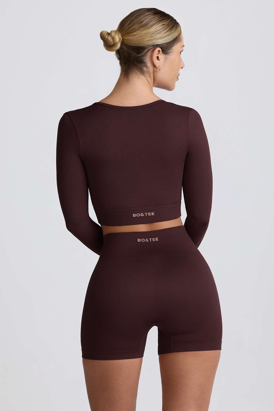 super sculpt naadloze mini-shorts met hoge taille in chocoladebruin
