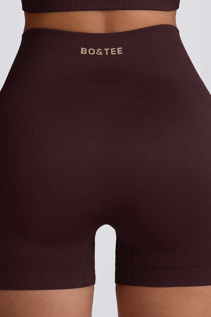 super sculpt naadloze mini-shorts met hoge taille in chocoladebruin