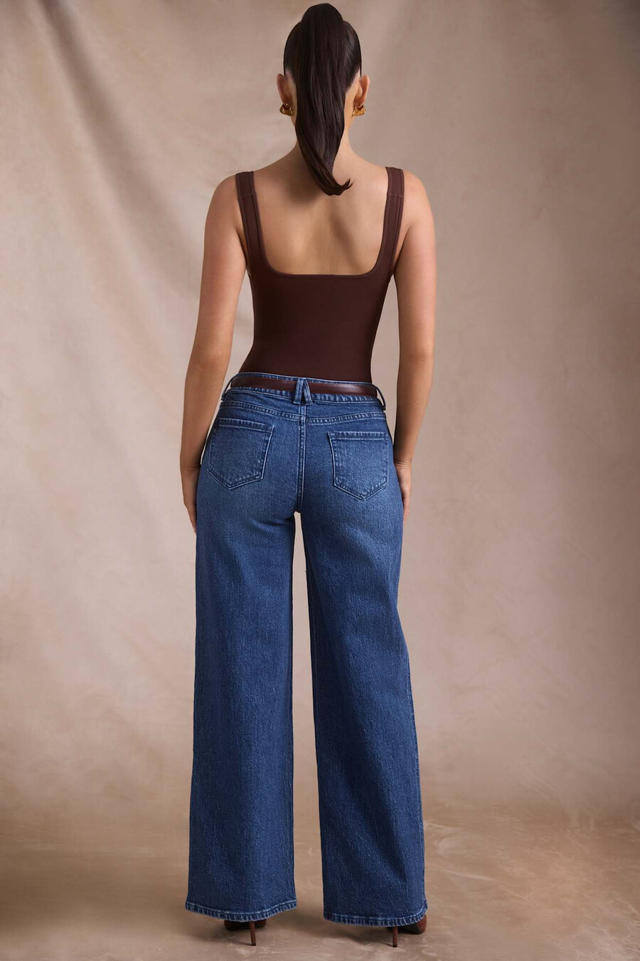 lage taille wijde pijpen jeans in indigo wassing