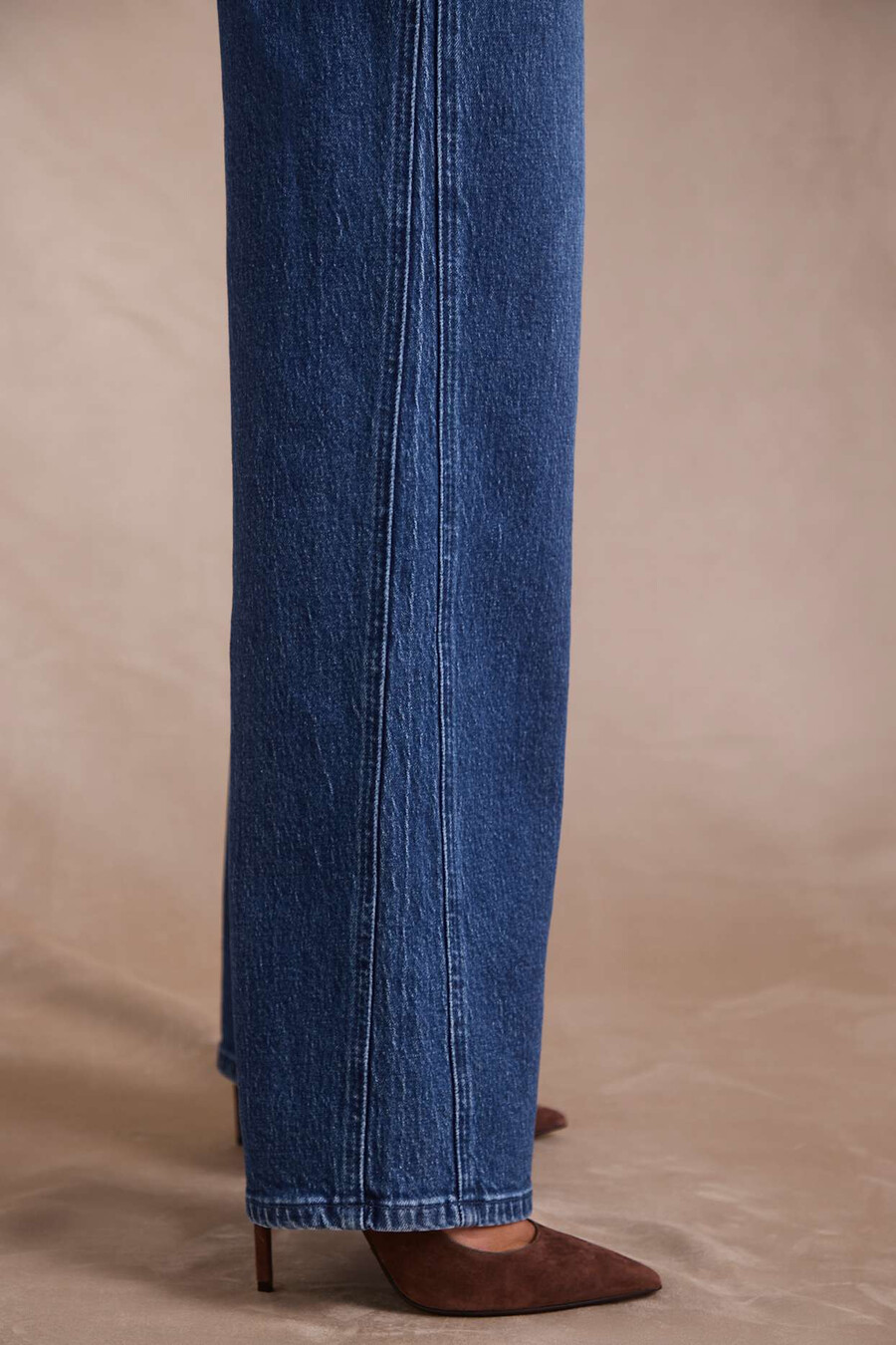 lage taille wijde pijpen jeans in indigo wassing