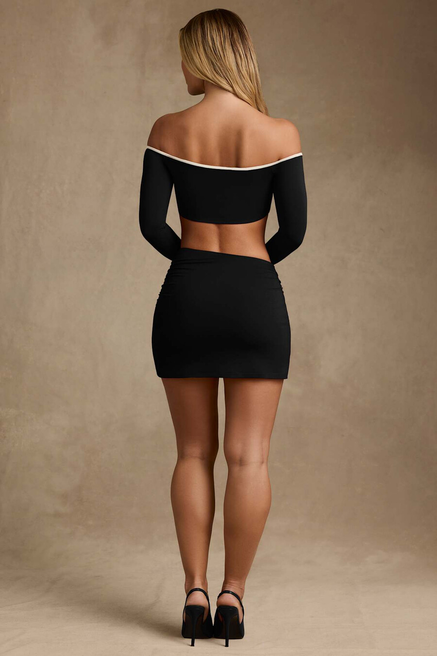 modal minirok met asymmetrische taille in zwart