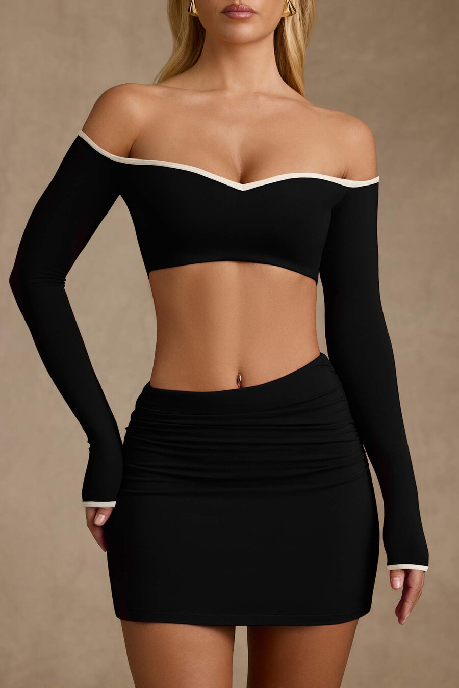 modal minirok met asymmetrische taille in zwart