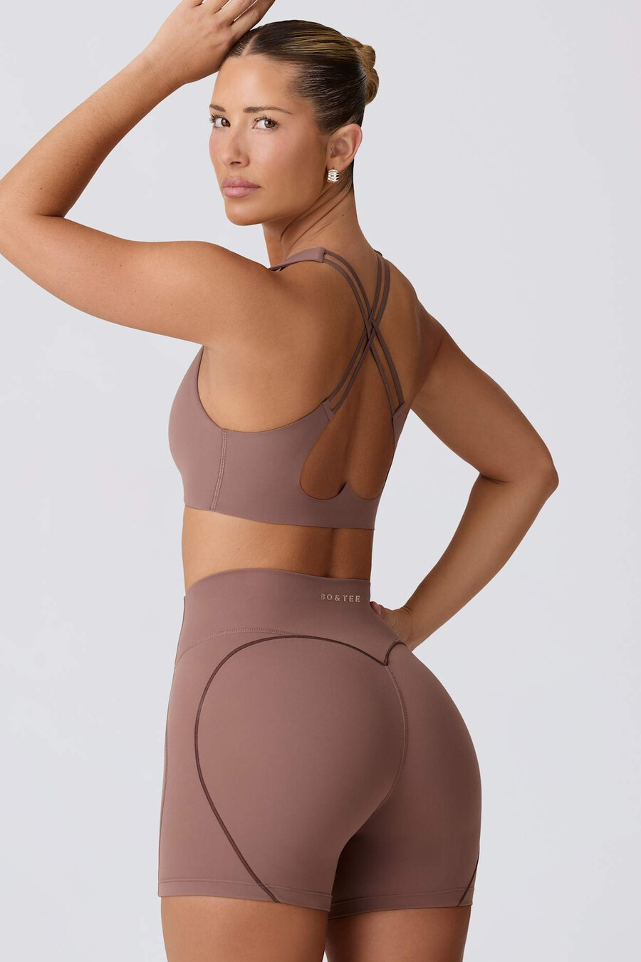 zachte sportieve mini-shorts in mokka.