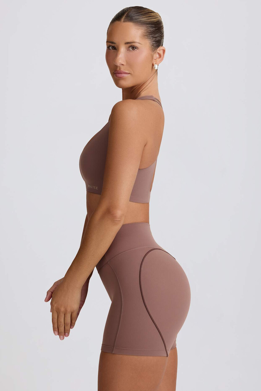 zachte sportieve mini-shorts in mokka.