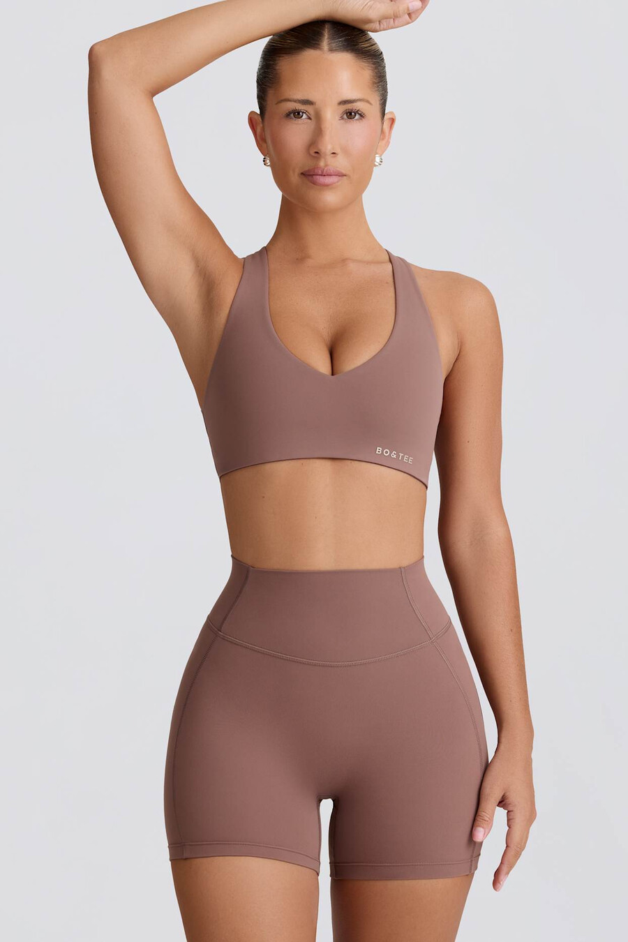 zachte sportieve mini-shorts in mokka.