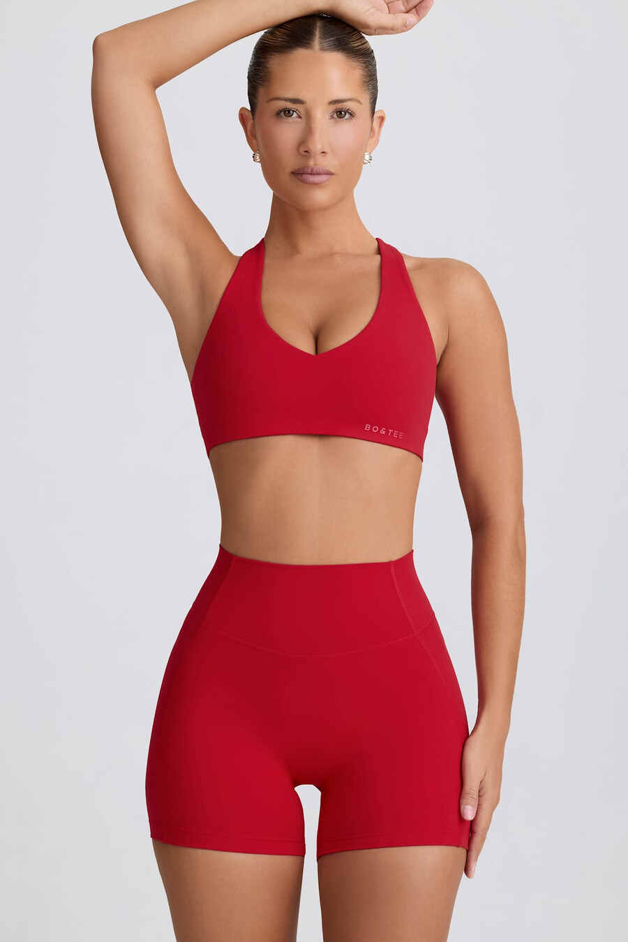zachte sportieve minishorts in felrood