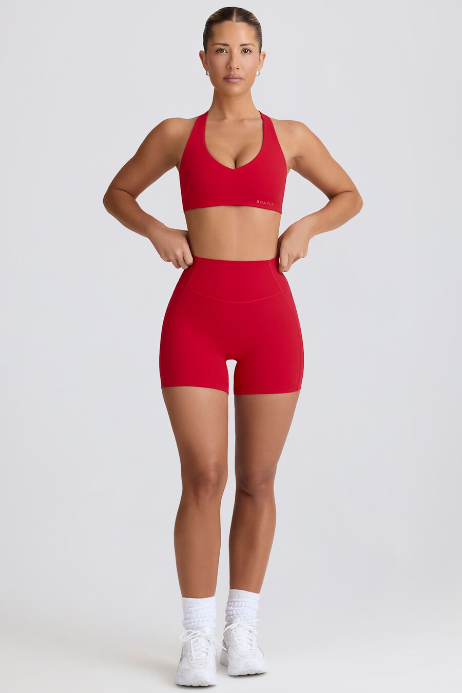 zachte sportieve minishorts in felrood