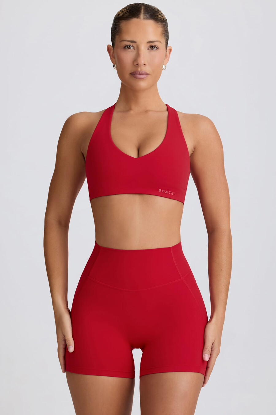 zachte sportieve minishorts in felrood