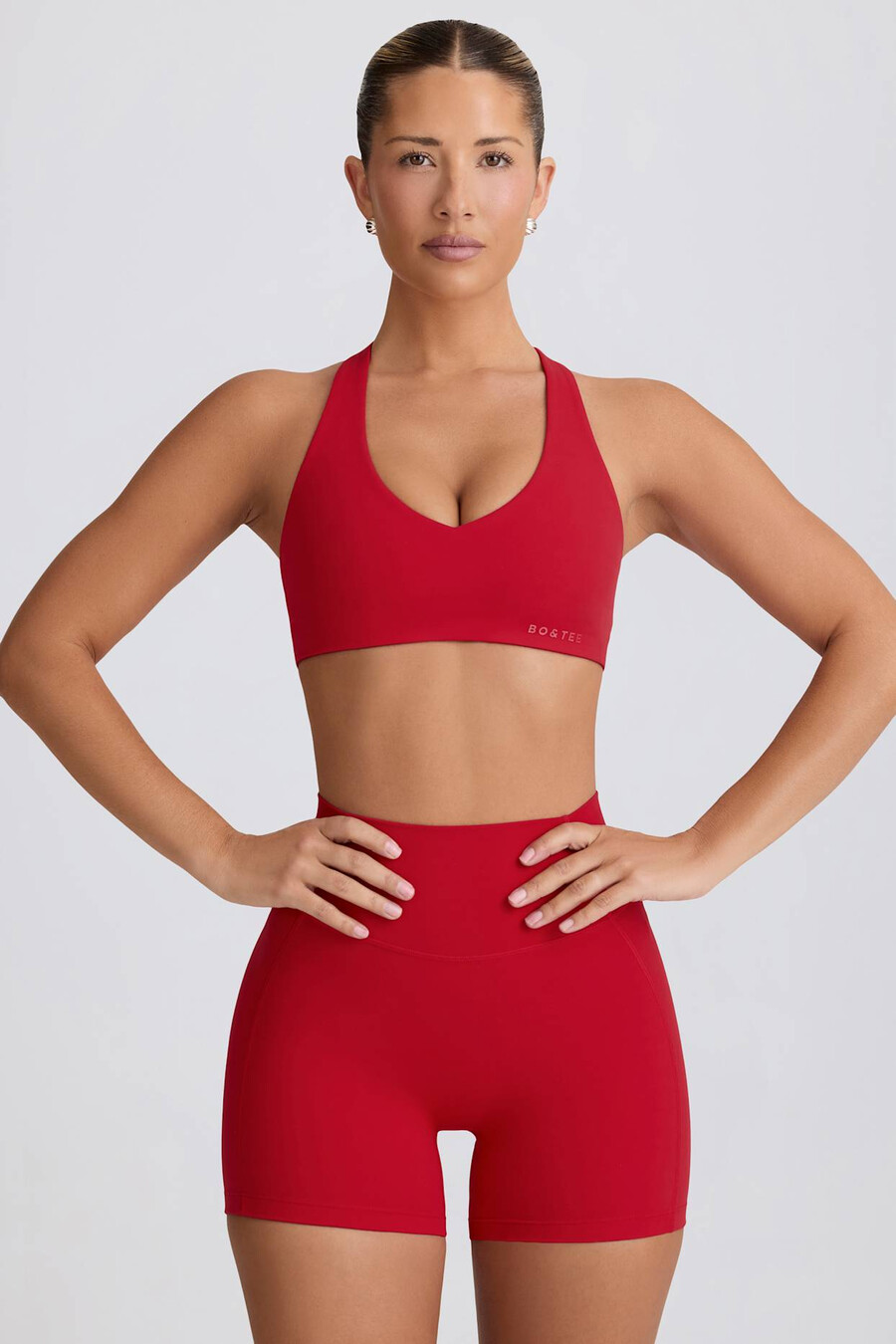 zachte sportieve minishorts in felrood