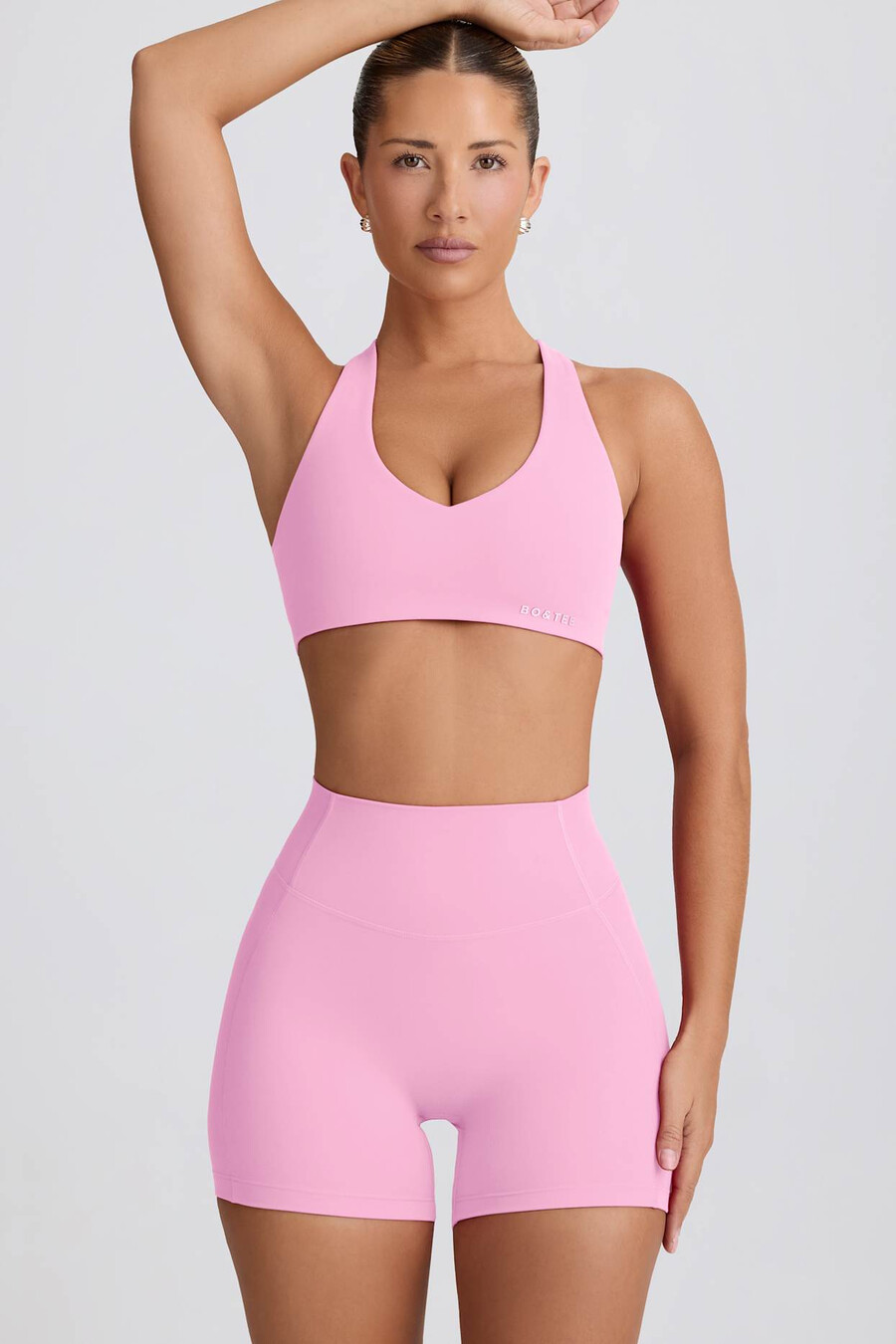 zachte sportieve minishorts in babyroze.