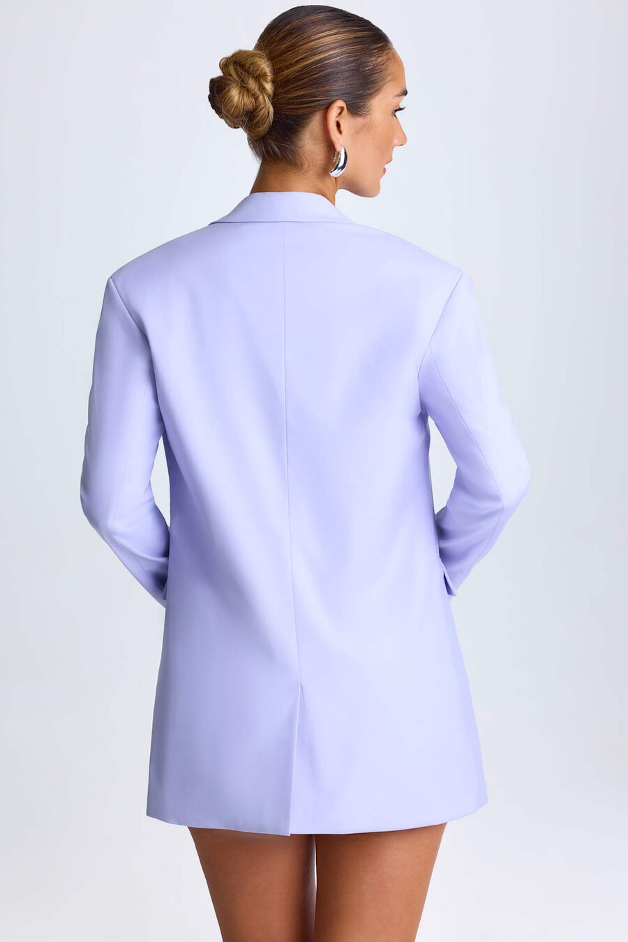 oversized single-breasted blazer in zacht lila.