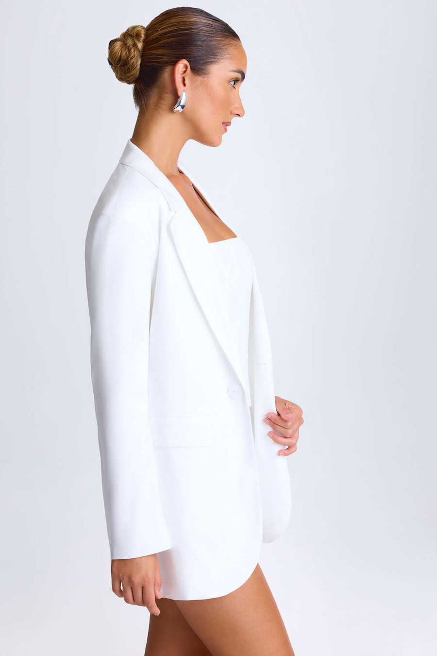 oversized blazer met enkele rij knopen in wit