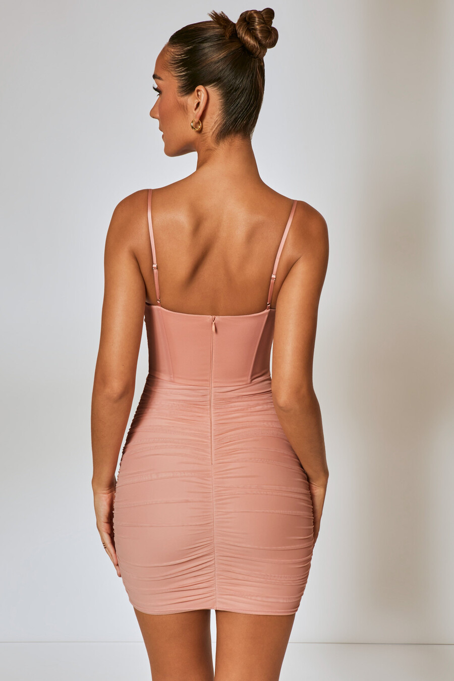 mini-jurk met ruches korset in roze
