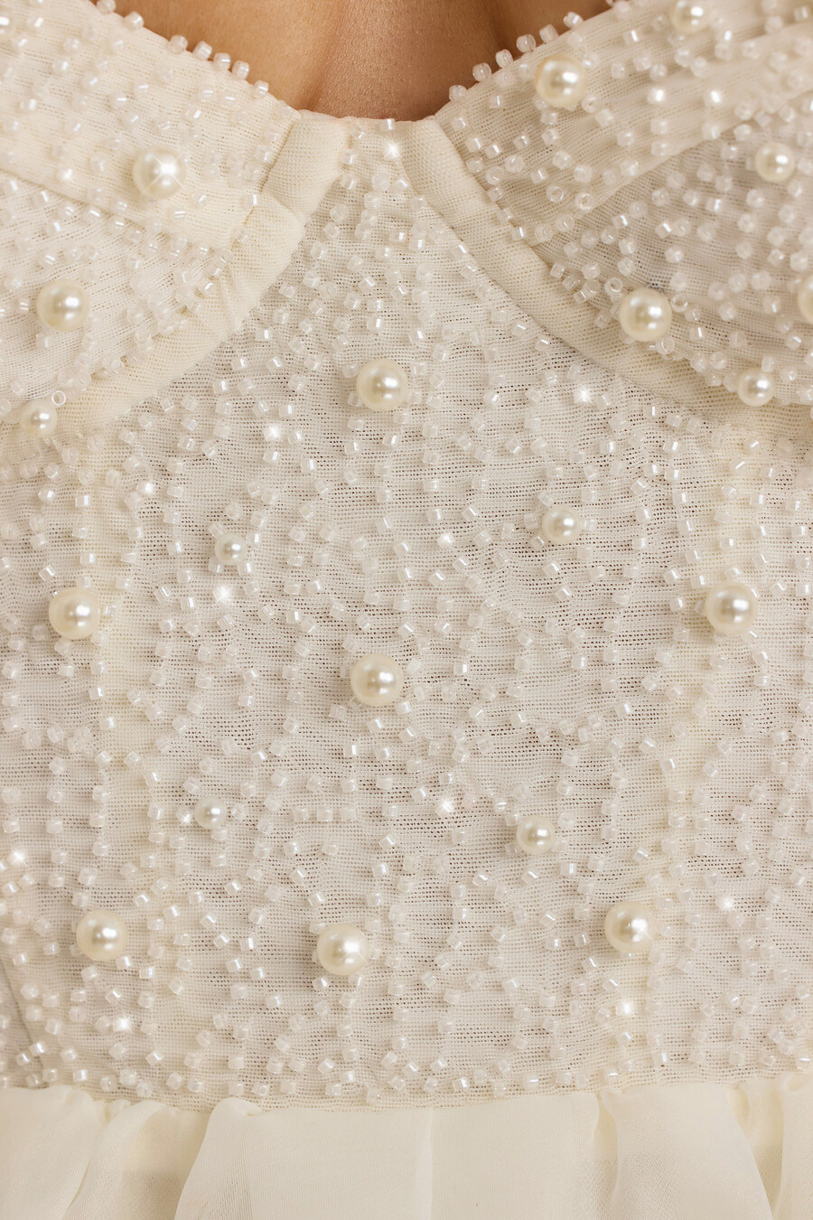 maxi-jurk van organza met korset in wit