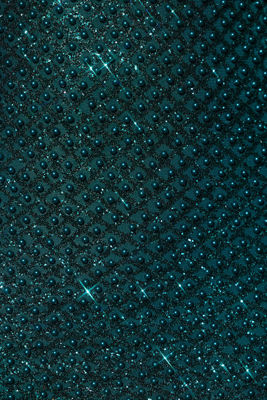 versierde mini-jurk met watervalhals in turquoise groen
