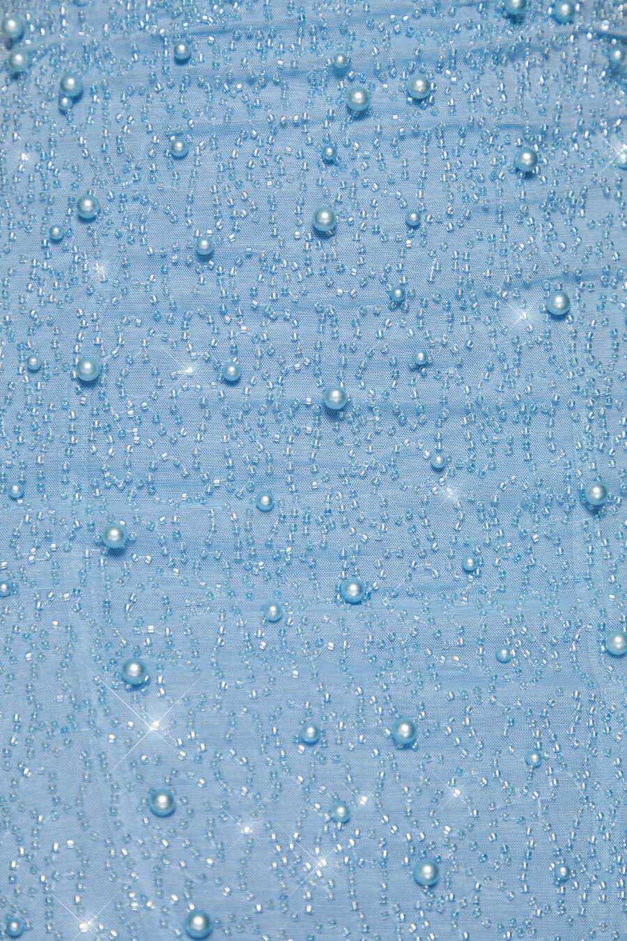 versierde mini-jurk met watervalhals in blauw