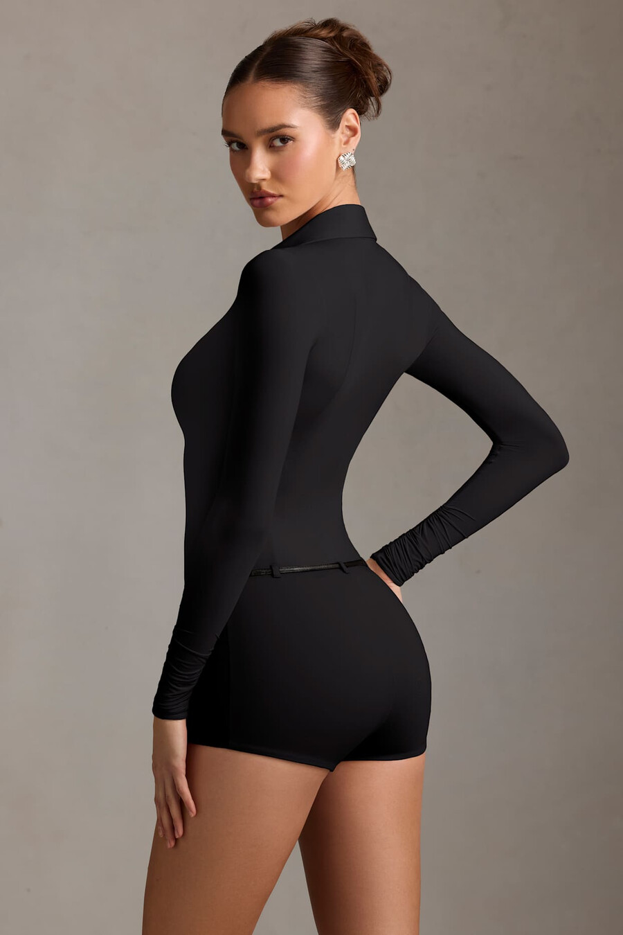 playsuit met lange mouwen in zwart
