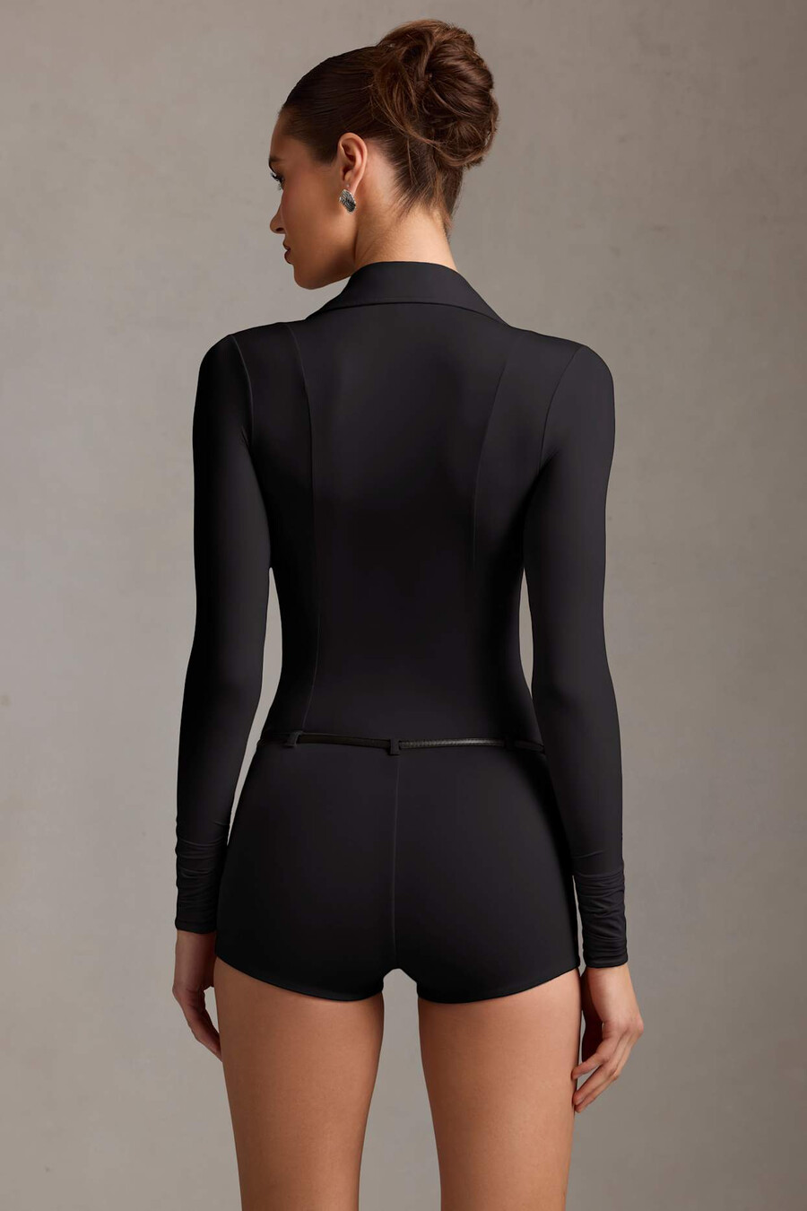 playsuit met lange mouwen in zwart