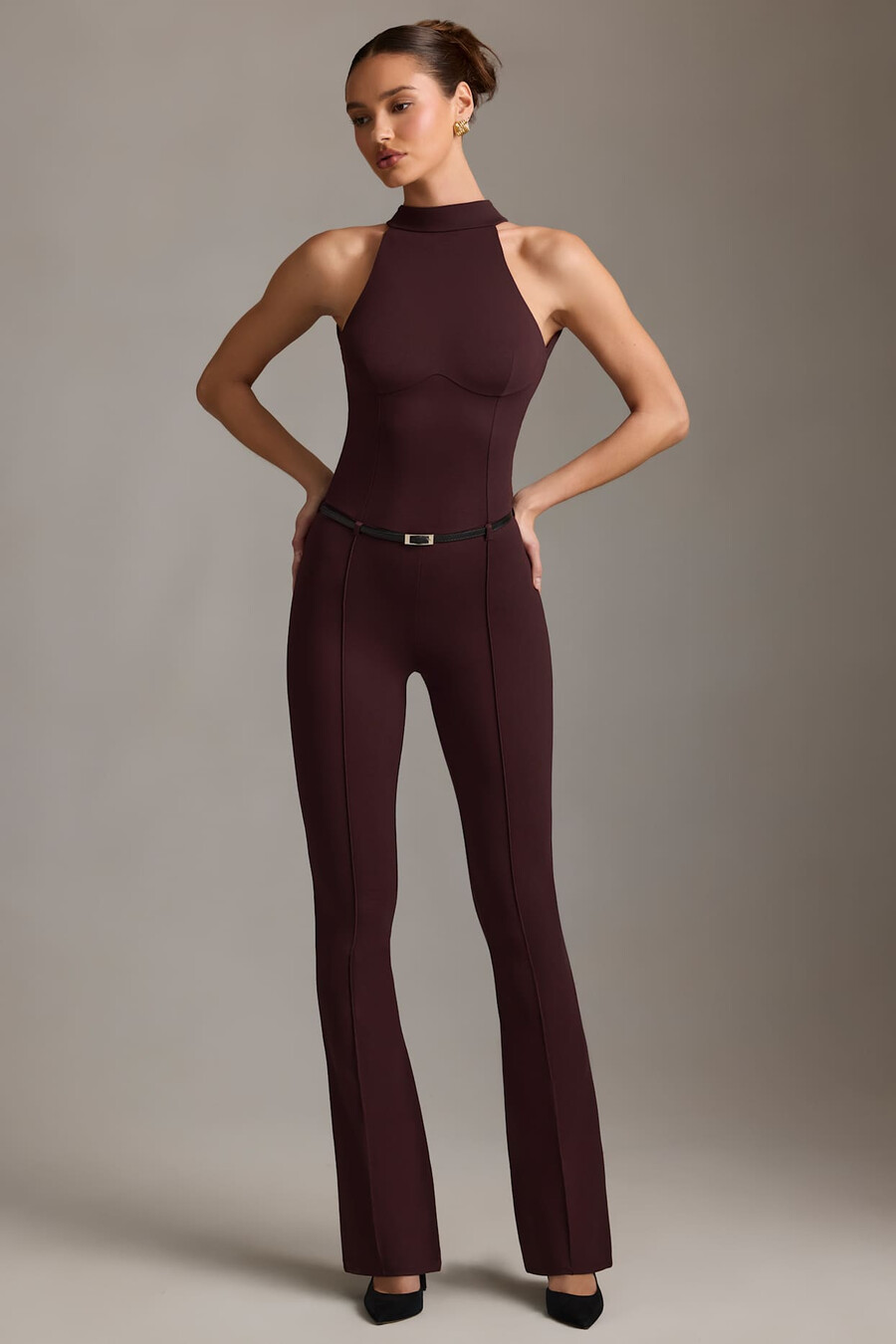rugloze coltrui jumpsuit in chocoladebruin