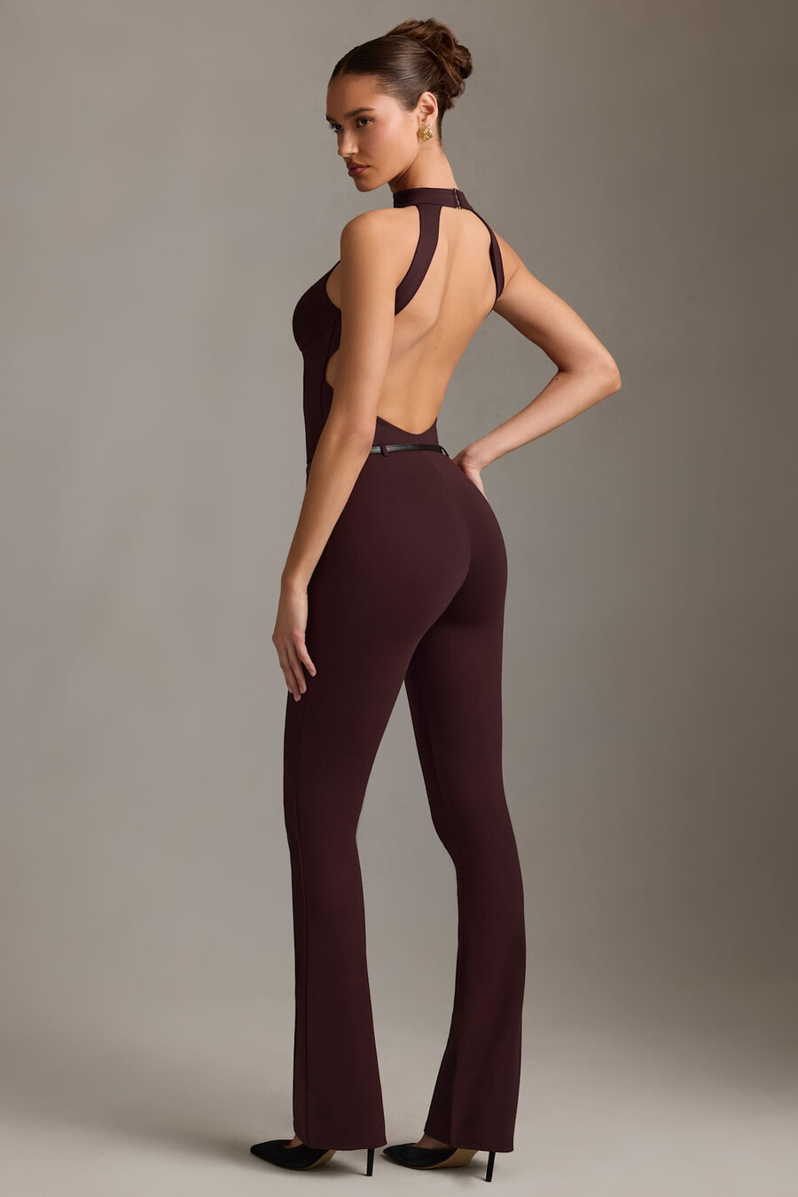 rugloze coltrui jumpsuit in chocoladebruin
