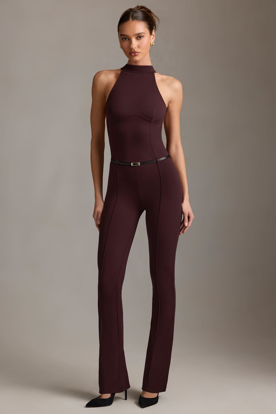 rugloze coltrui jumpsuit in chocoladebruin