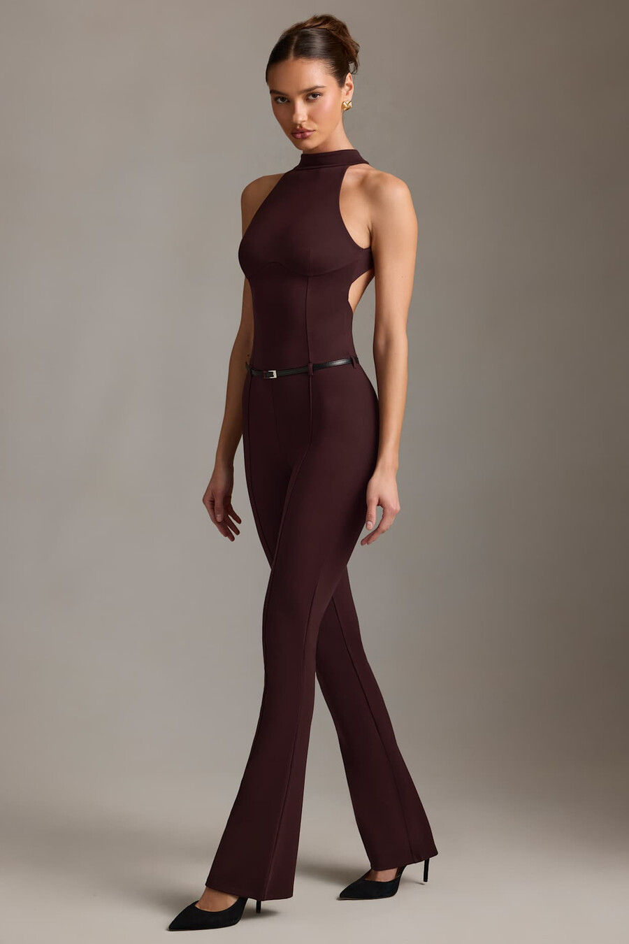 rugloze coltrui jumpsuit in chocoladebruin