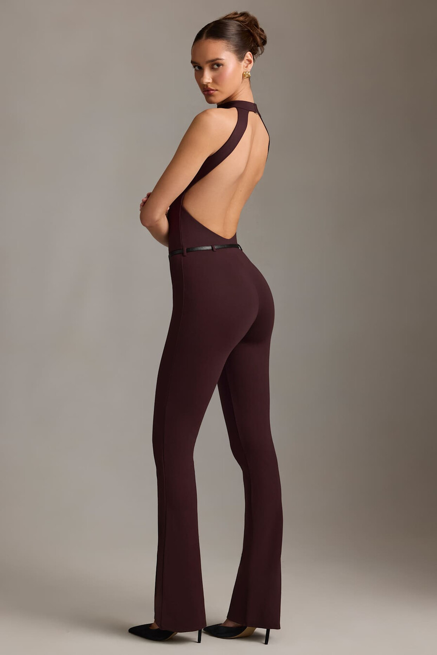 rugloze coltrui jumpsuit in chocoladebruin