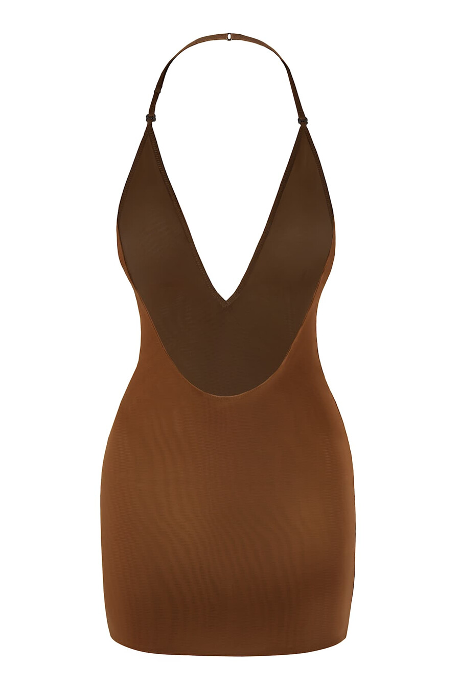 intimates mini-jurk van zacht mesh in kastanjebruine kleur.