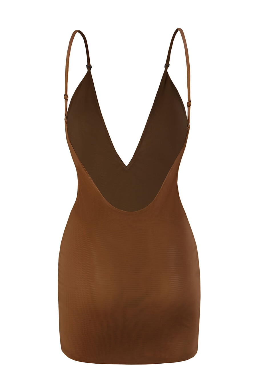 intimates mini-jurk van zacht mesh in kastanjebruine kleur.