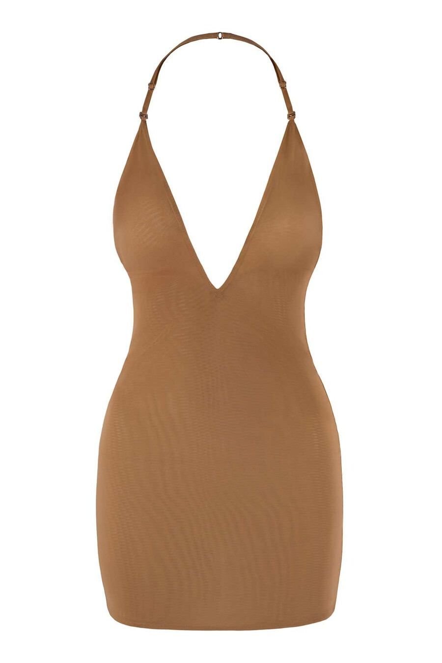 intimates mini-jurk van zacht mesh in amandelkleur