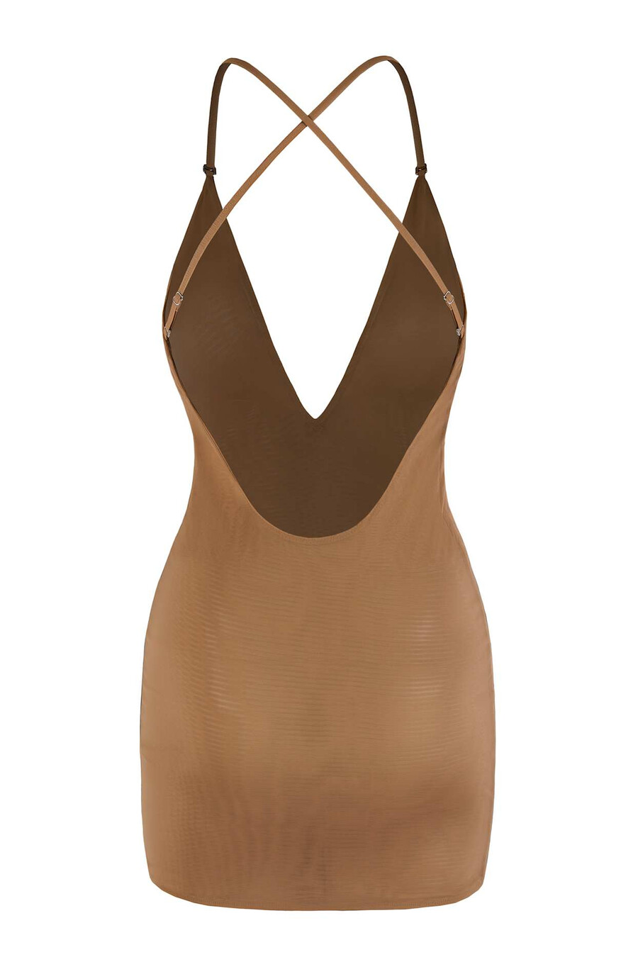intimates mini-jurk van zacht mesh in amandelkleur