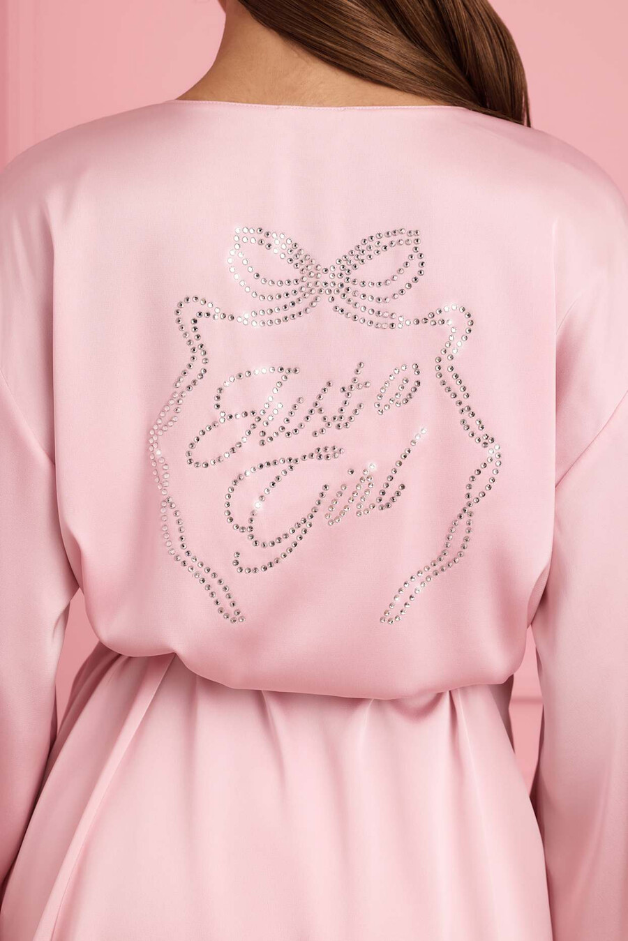 versierde wikkelbadjas in babyroze