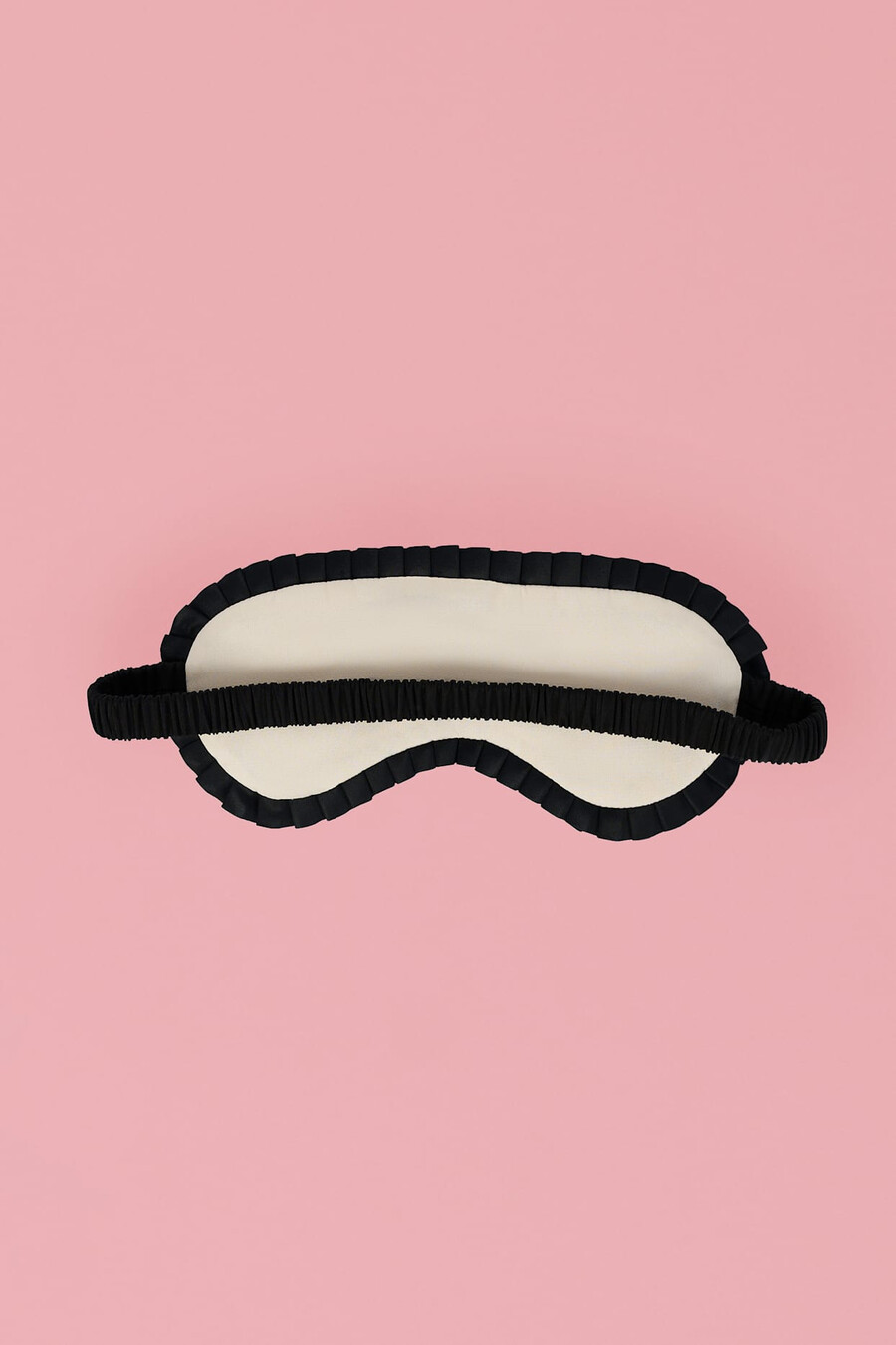 oogmasker met ruches en borduursels in ivoor