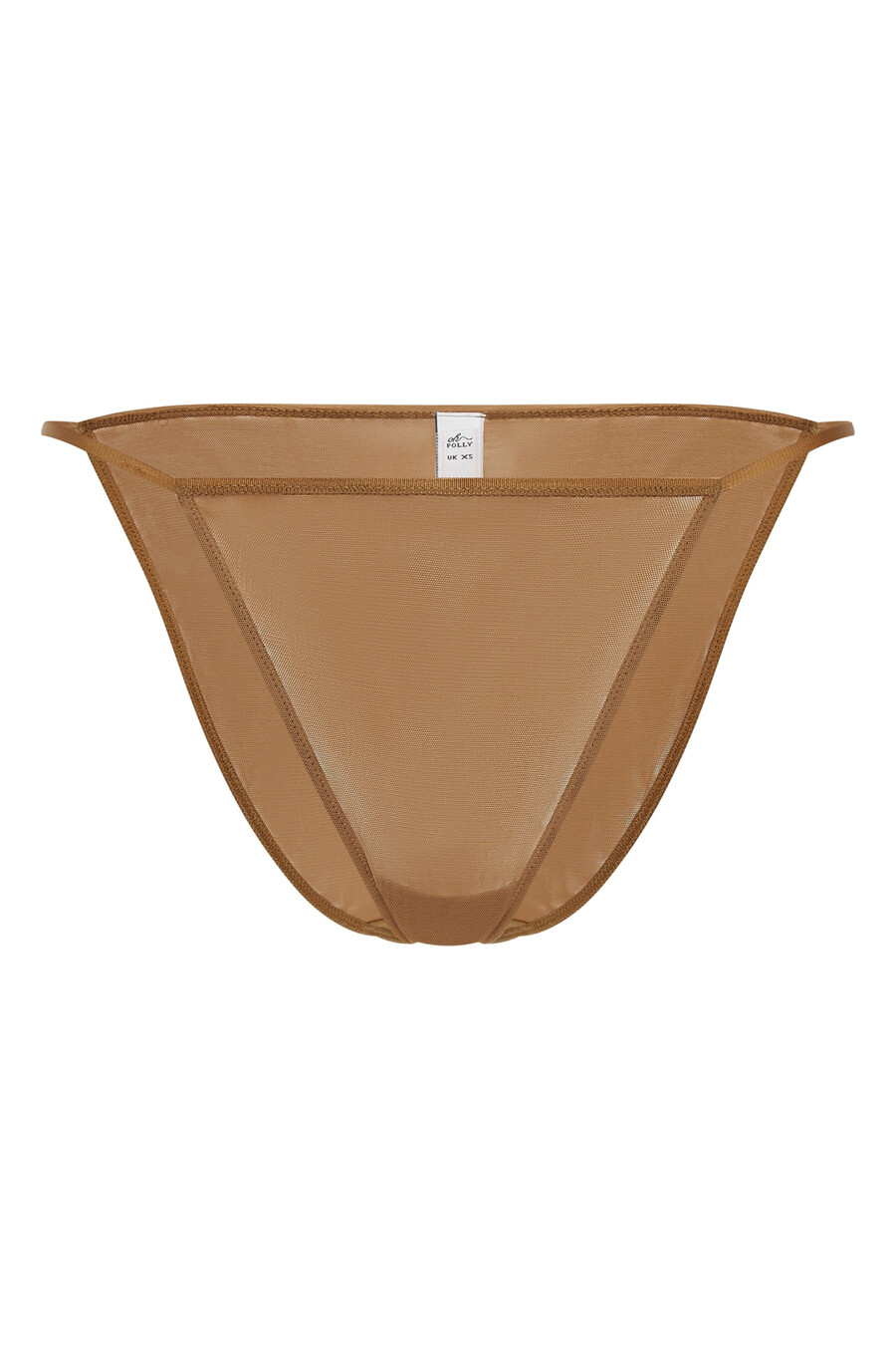 zachte mesh stringbikini in amandelkleur