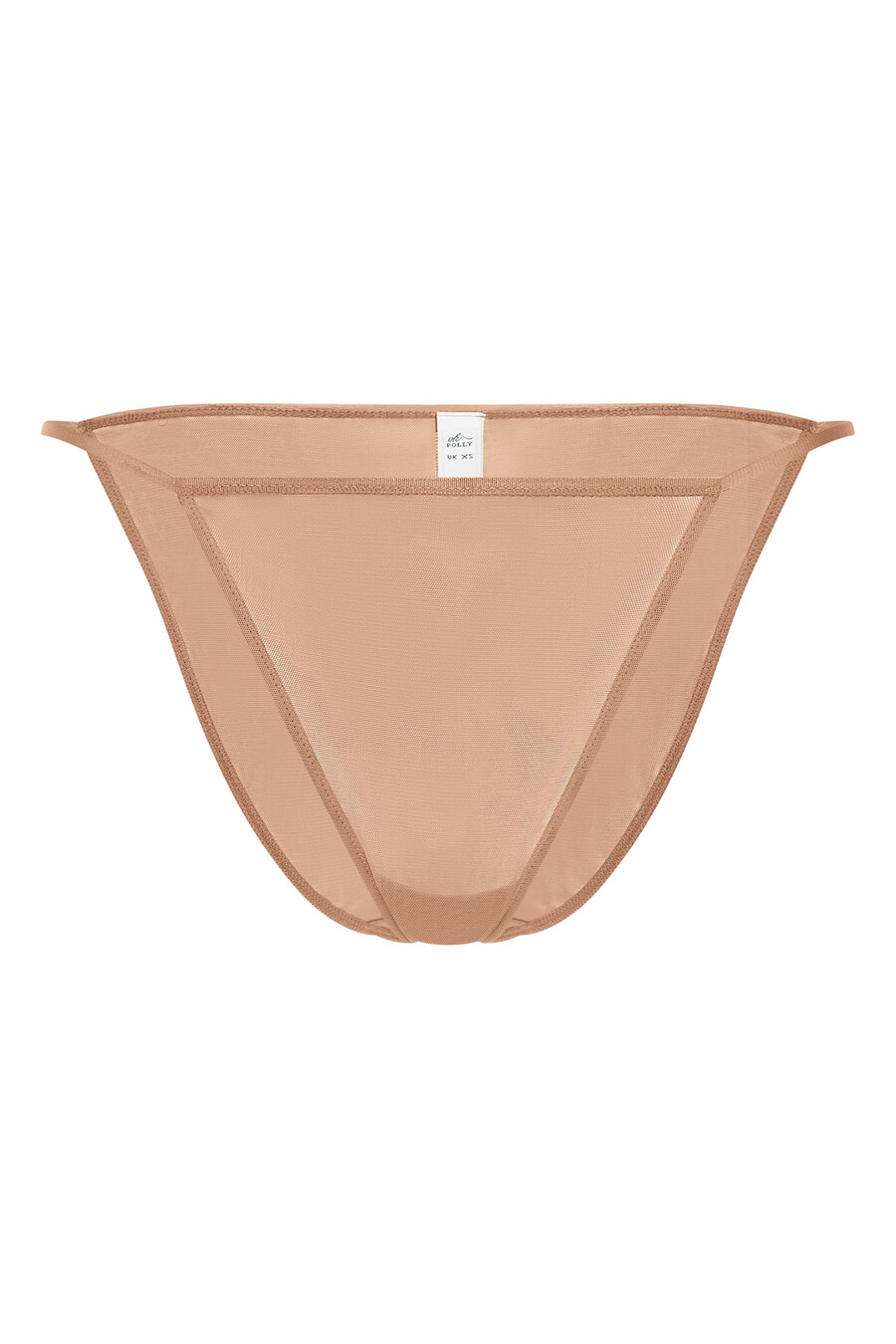 zachte mesh stringbikini in warme perzikkleur