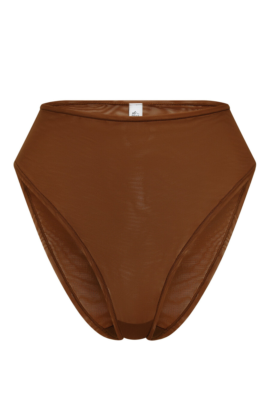 zachte mesh slip met hoge taille in kastanjebruin