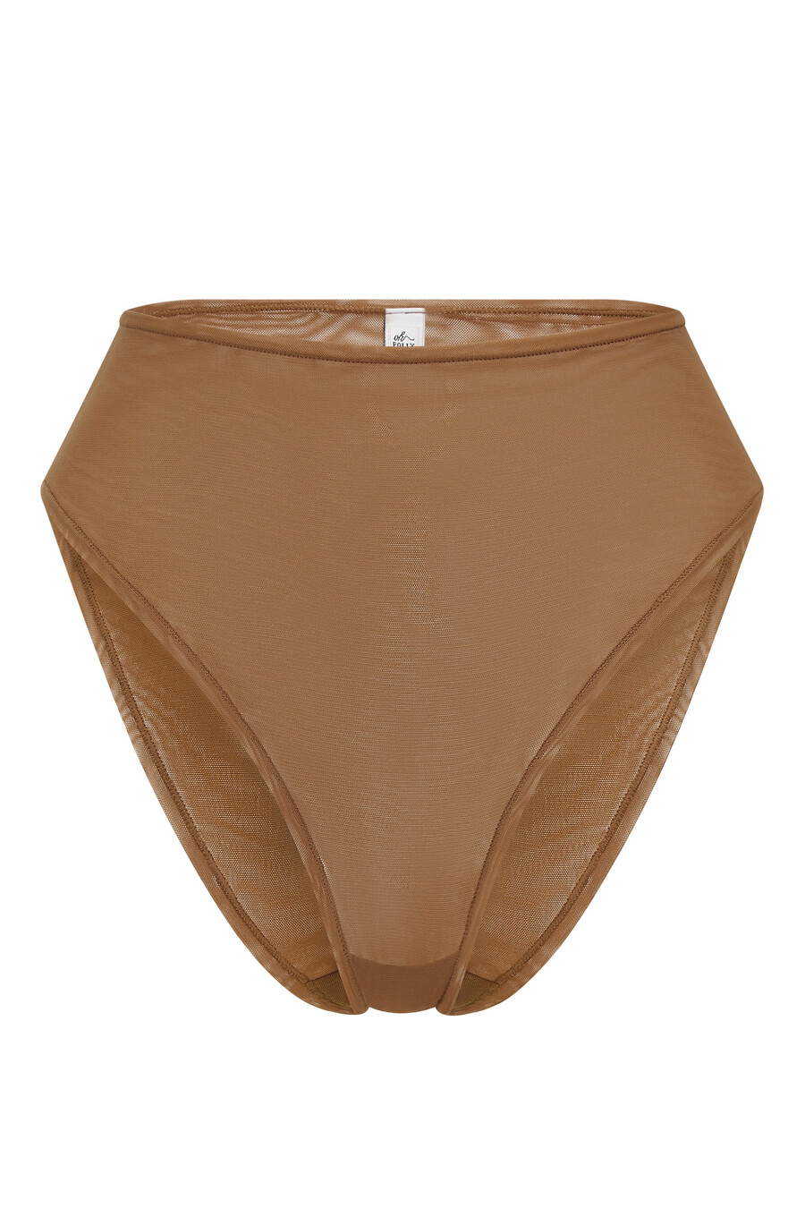 zachte mesh slip met hoge taille in amandelkleur