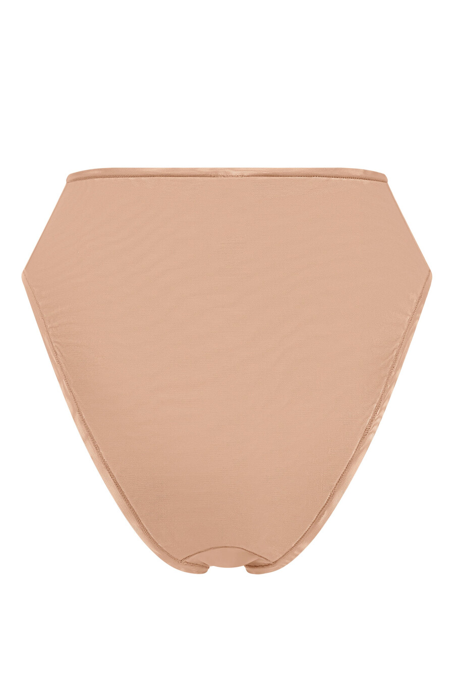 zachte mesh slip met hoge taille in warme perzikkleur.