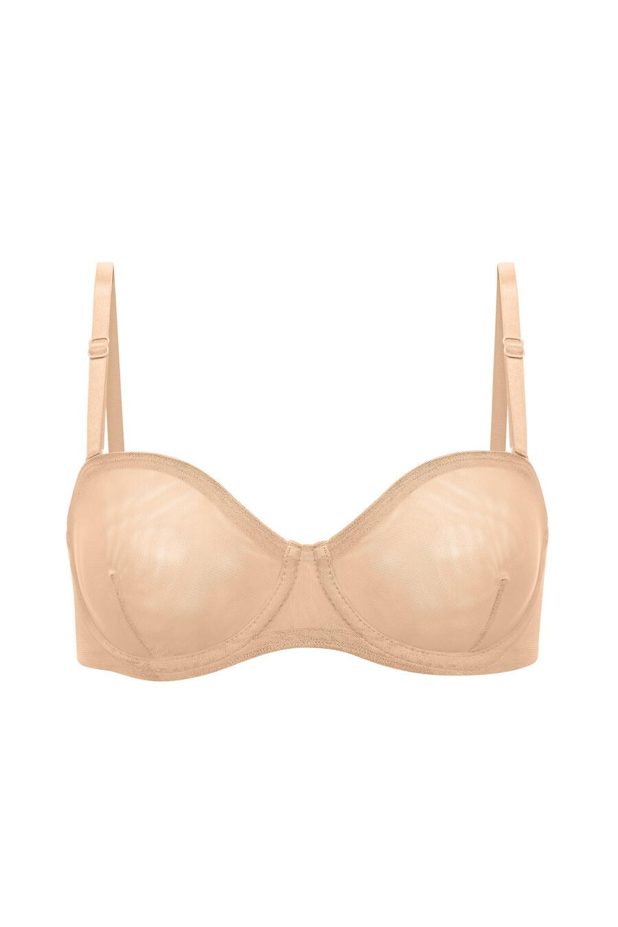 zachte mesh strapless bh in beige