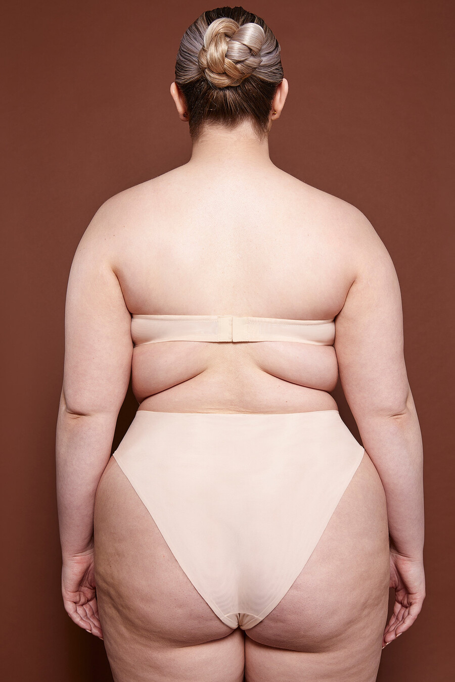 zachte mesh strapless bh in beige