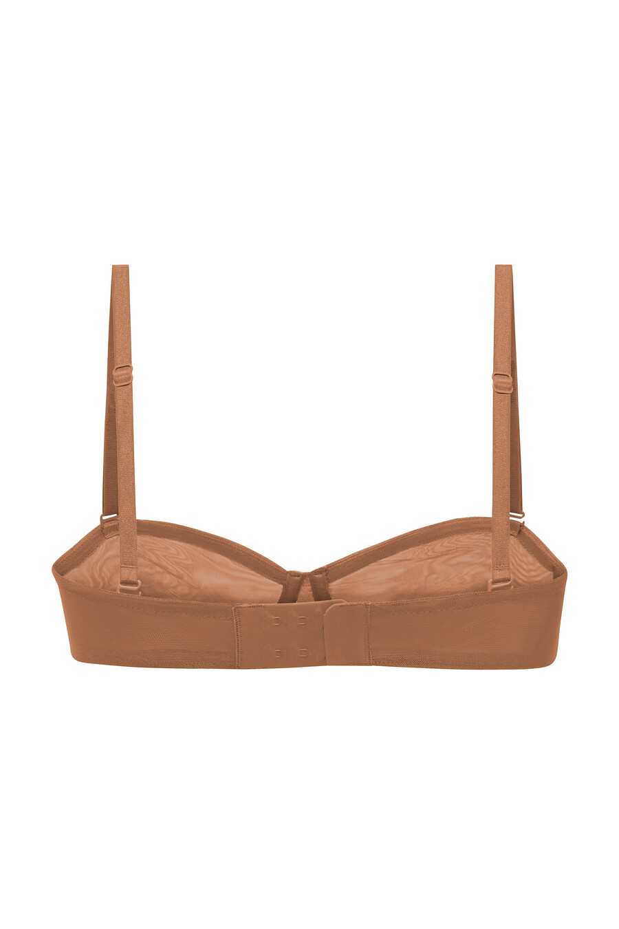 zachte mesh strapless bh in honingkleur