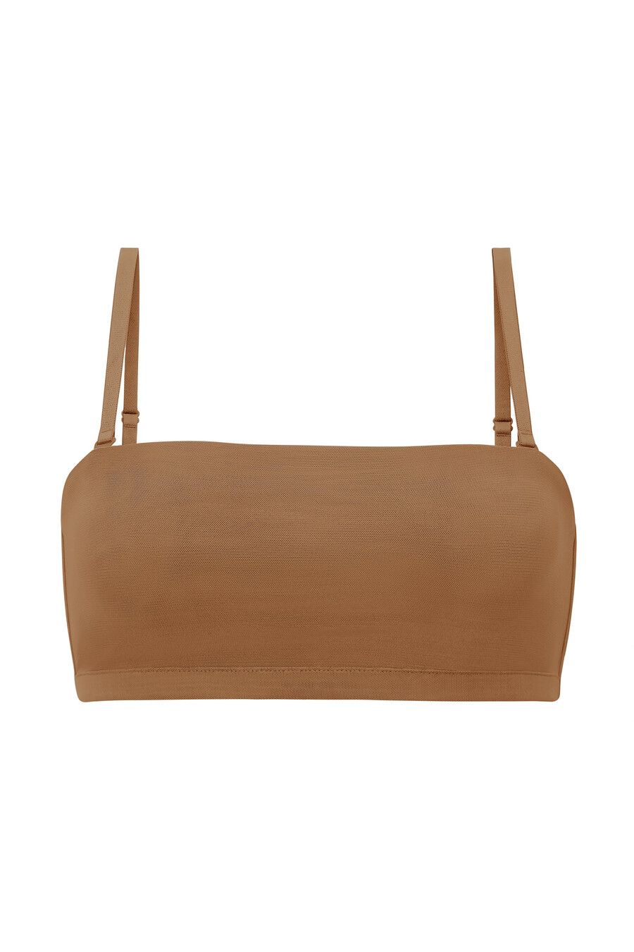 zachte mesh bandeau-bh in amandelkleur