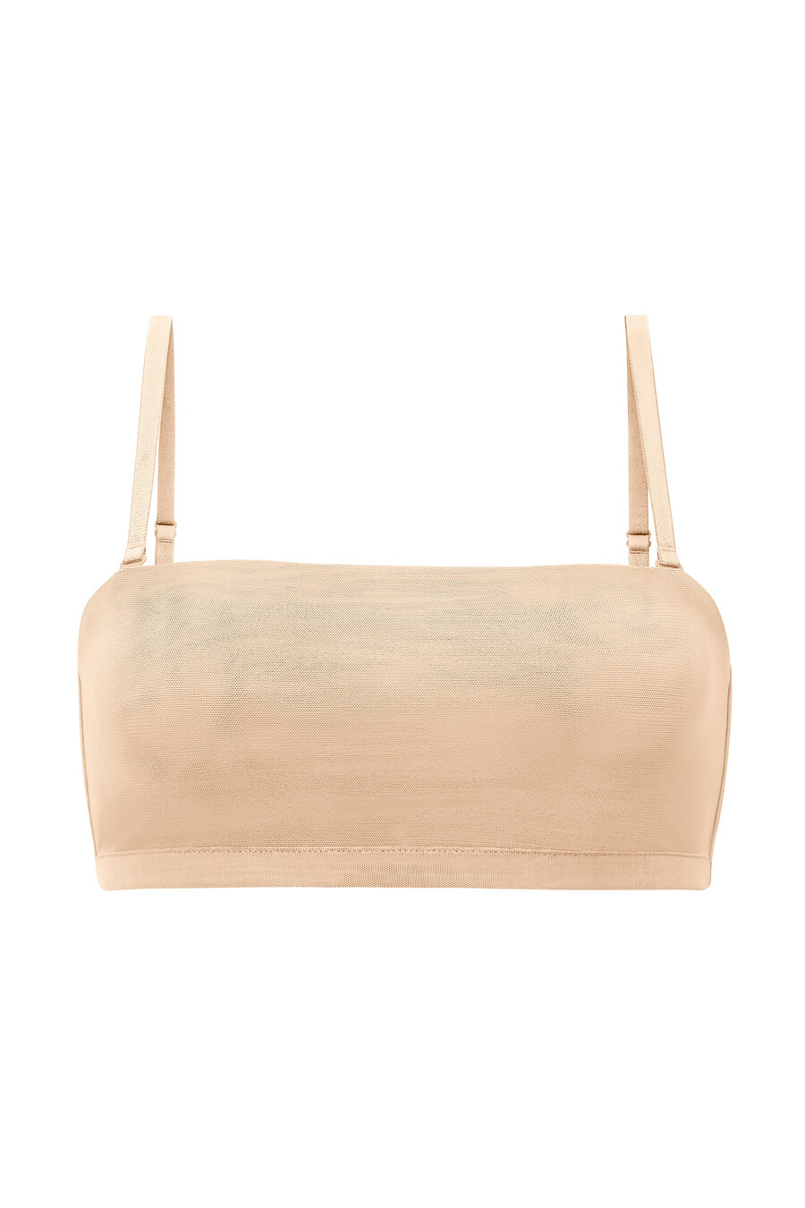zachte mesh bandeau-bh in beige